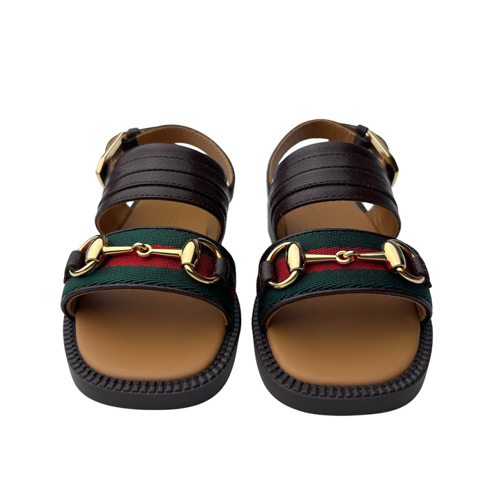 GUCCI HORSEBIT WEB SANDALS – BROWN – SIZE 20