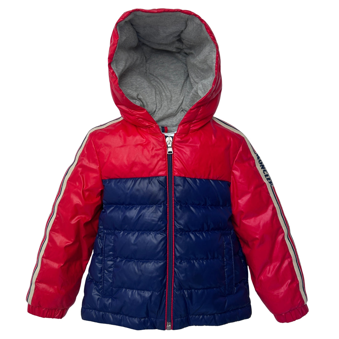 MONCLER JONC DOWN JACKET – NAVY &amp; RED – AGE 2 YEARS