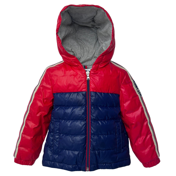 MONCLER JONC DOWN JACKET – NAVY &amp; RED – AGE 2 YEARS