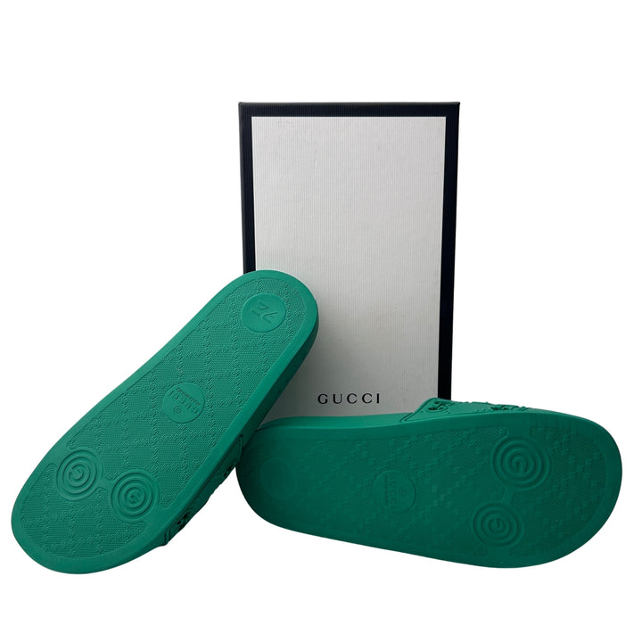 GUCCI GG RUBBER SLIDES – GREEN – SIZE 31