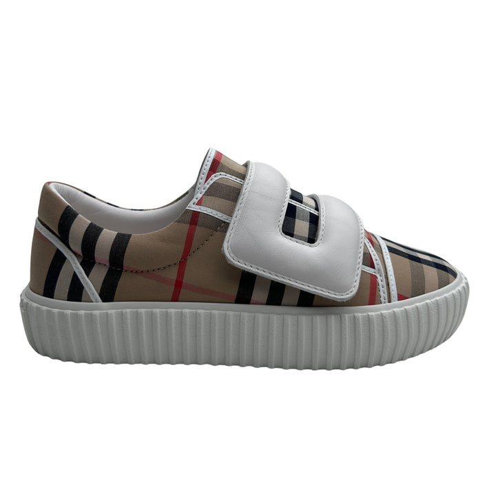 BURBERRY VINTAGE CHECK VELCRO TRAINERS – ARCHIVE BEIGE – SIZE 34