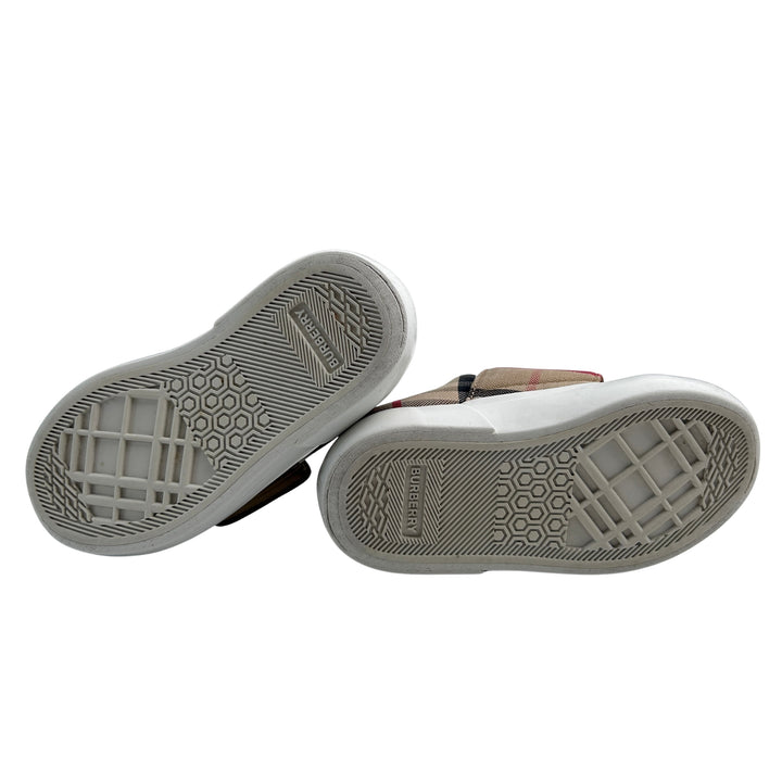 BURBERRY NOVA CHECK VELCRO STRAP TRAINERS – ARCHIVE BEIGE – SIZE 25