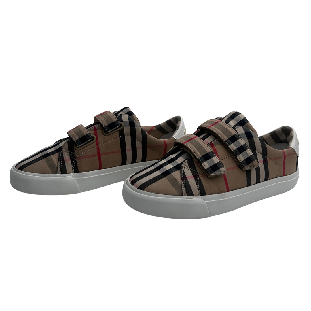 BURBERRY VINTAGE CHECK VELCRO TRAINERS – ARCHIVE BEIGE – SIZE 34