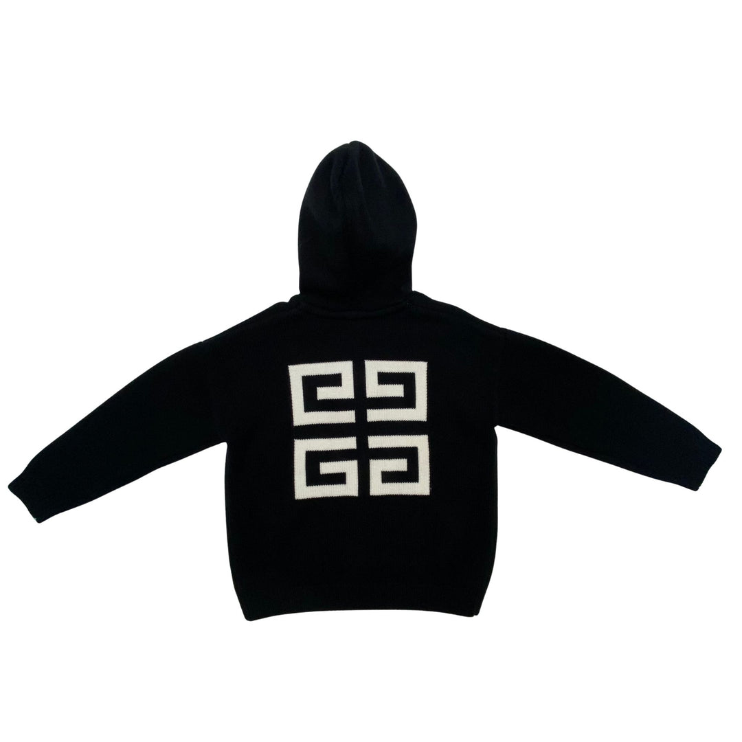 GIVENCHY LOGO KNIT HOODIE – BLACK – 10 YEARS