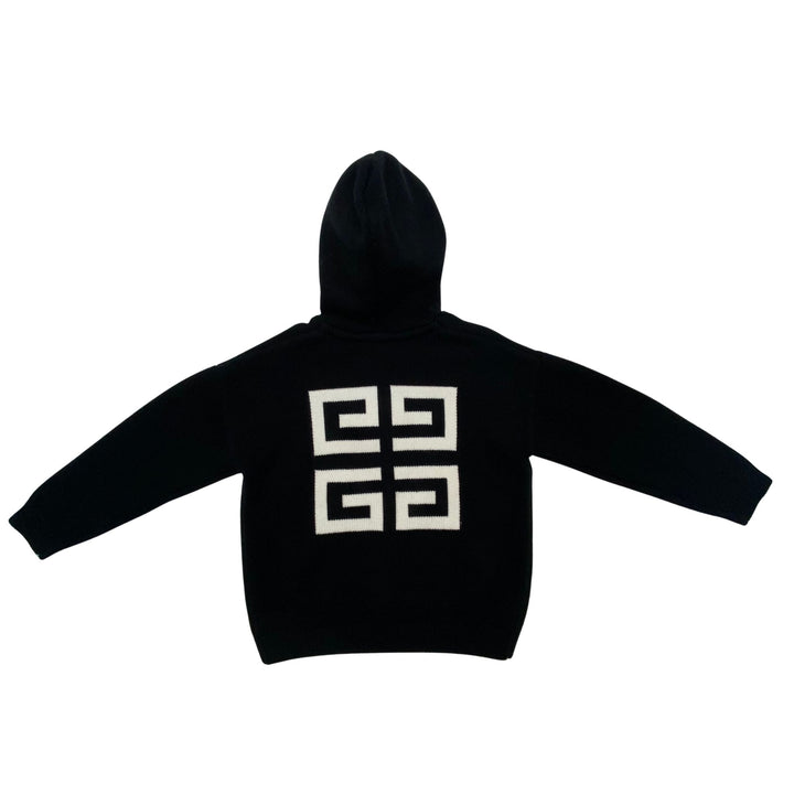GIVENCHY LOGO KNIT HOODIE – BLACK – 10 YEARS