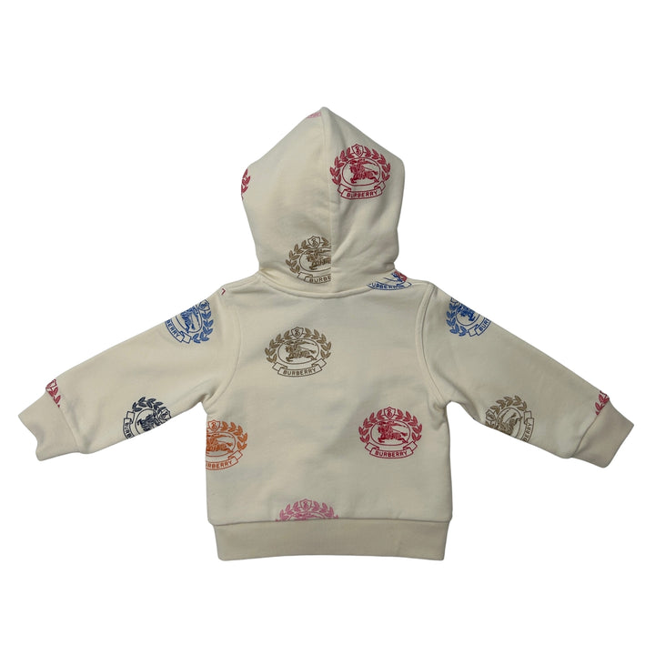 BURBERRY CREST PRINT HALF-ZIP HOODIE – IVORY – 12 MONTHS