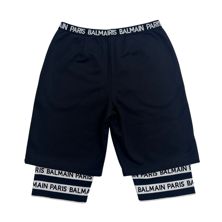 BALMAIN LOGO LAYERED SHORTS – BLACK – 12 YEARS