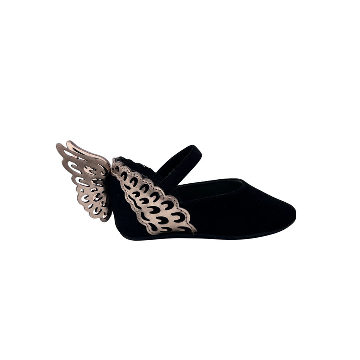 SOPHIA WEBSTER EVANGELINE BABY SHOES – BLACK/ROSE GOLD – SIZE 16/17