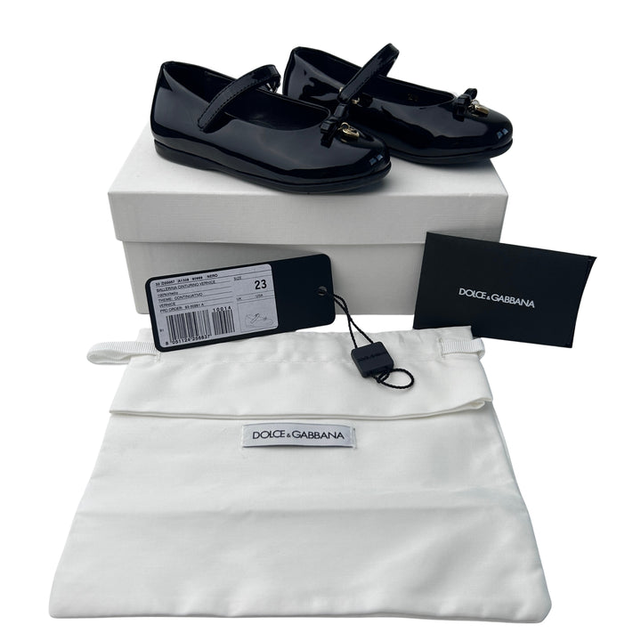 DOLCE &amp; GABBANA PATENT MARY JANE SHOES – BLACK – SIZE 23