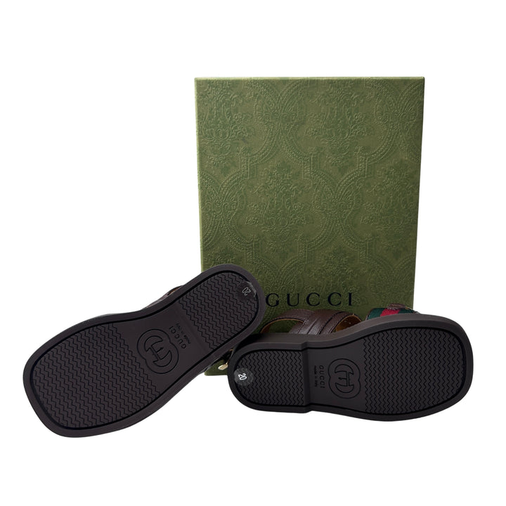 GUCCI HORSEBIT WEB SANDALS – BROWN – SIZE 20