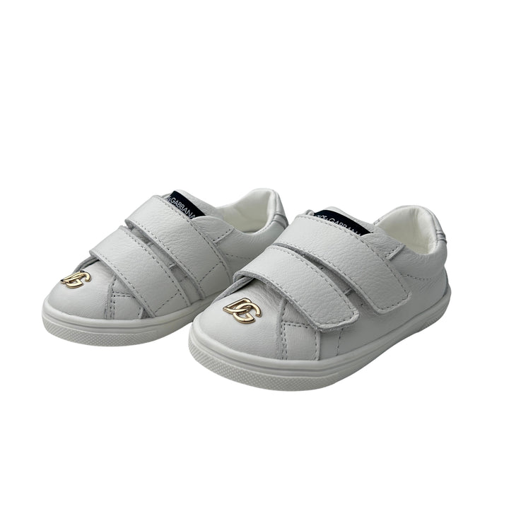 DOLCE &amp; GABBANA DG LOGO STRAP TRAINERS – WHITE – SIZE 21