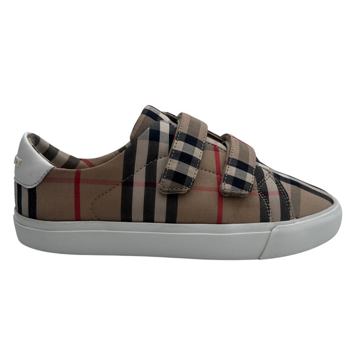 BURBERRY VINTAGE CHECK VELCRO TRAINERS – ARCHIVE BEIGE – SIZE 34