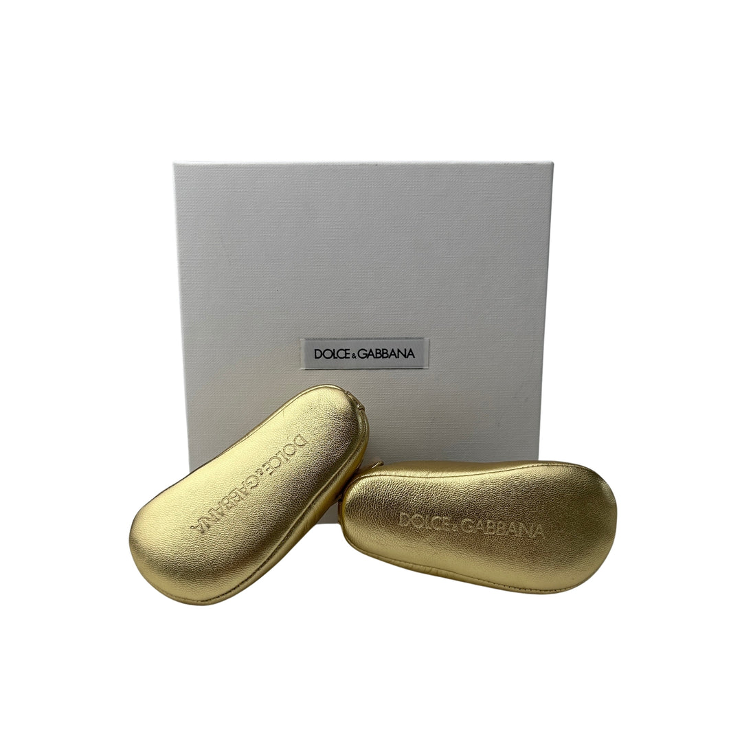 DOLCE &amp; GABBANA LOGO BABY SHOES – GOLD – SIZE 16