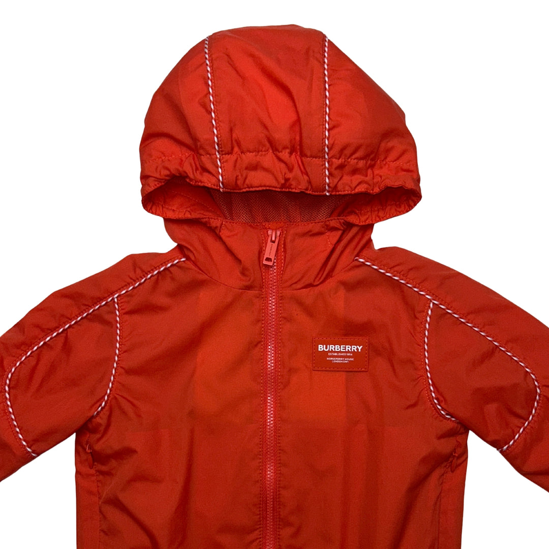 BURBERRY HOODED WINDBREAKER JACKET – ORANGE – 12 MONTHS