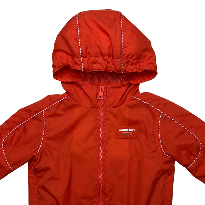 BURBERRY HOODED WINDBREAKER JACKET – ORANGE – 12 MONTHS