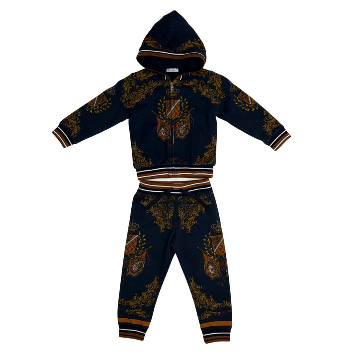 DOLCE &amp; GABBANA BAROQUE PRINT TRACKSUIT SET – NAVY – 12-18 MONTHS