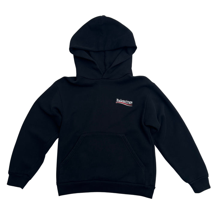 BALENCIAGA EMBROIDERED LOGO HOODIE – BLACK – 8 YEARS
