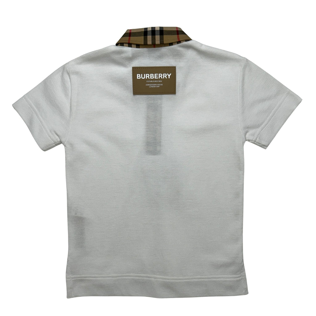 BURBERRY CHECK COLLAR POLO SHIRT – WHITE – 3 YEARS