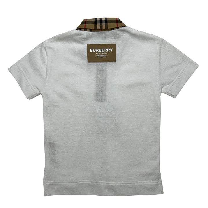 BURBERRY CHECK COLLAR POLO SHIRT – WHITE – 3 YEARS