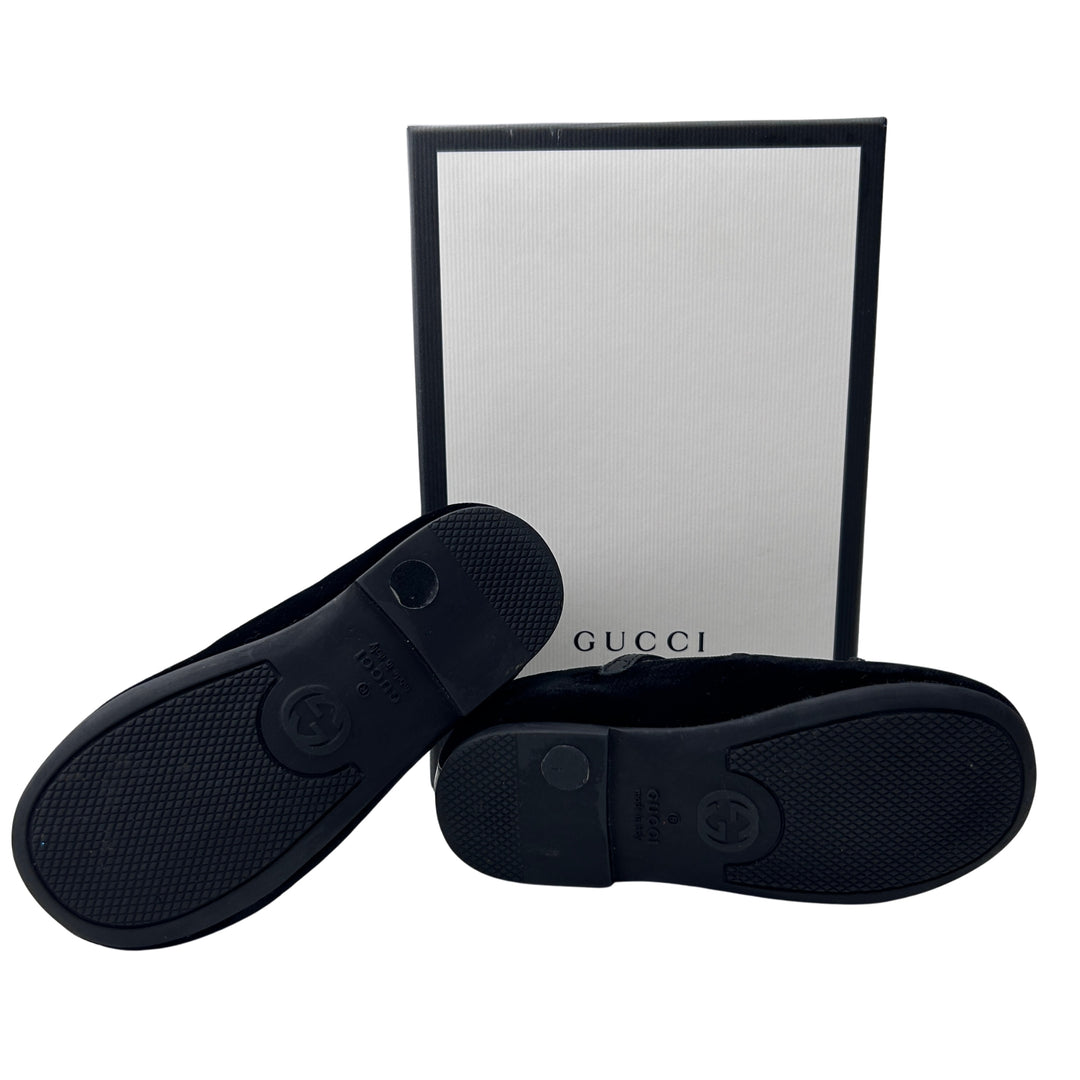 GUCCI EYE EMBROIDERED MARY JANE SHOES – BLACK – SIZE 21