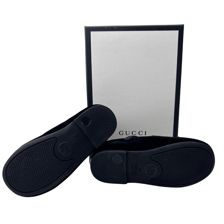 GUCCI EYE EMBROIDERED MARY JANE SHOES – BLACK – SIZE 21