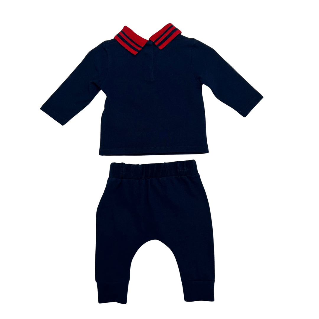 GUCCI EMBROIDERED TWO-PIECE SET – NAVY – 0-3 MONTHS