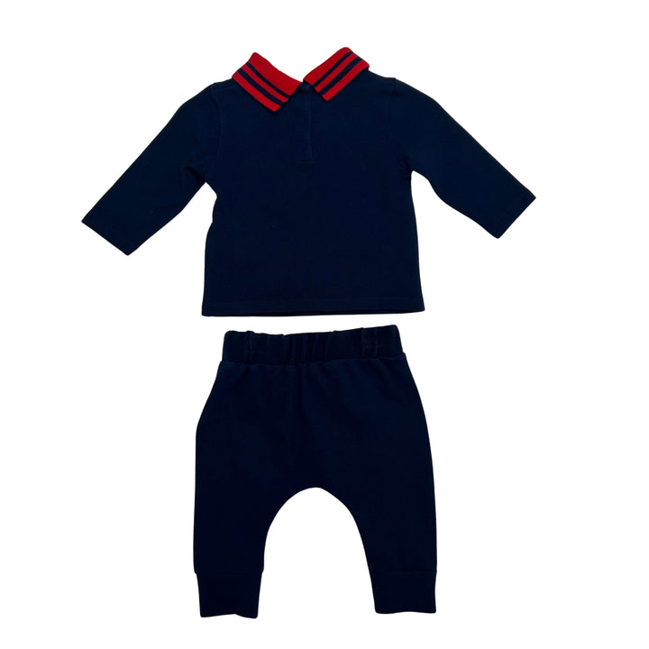 GUCCI EMBROIDERED TWO-PIECE SET – NAVY – 0-3 MONTHS