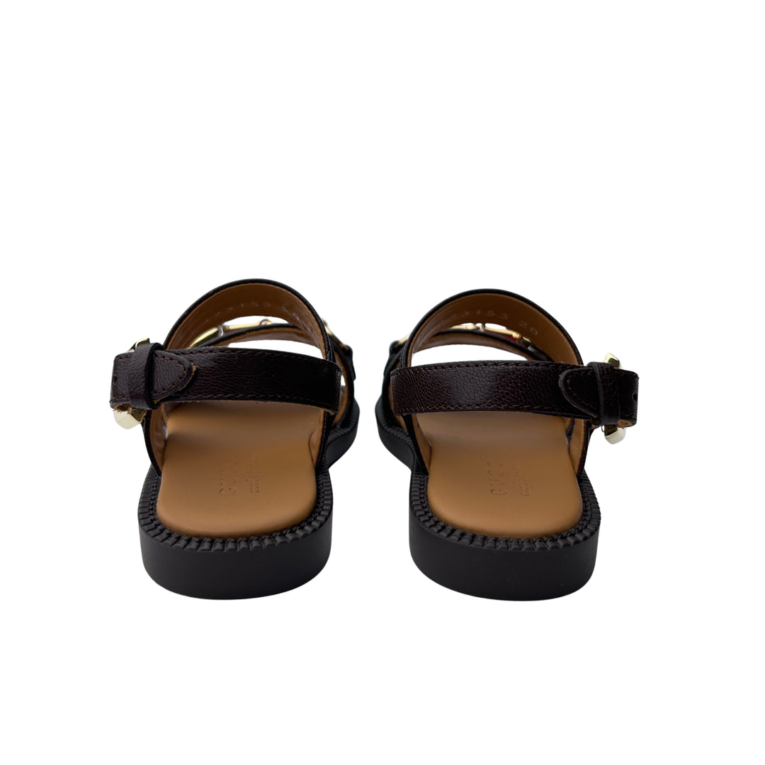 GUCCI HORSEBIT WEB SANDALS – BROWN – SIZE 20
