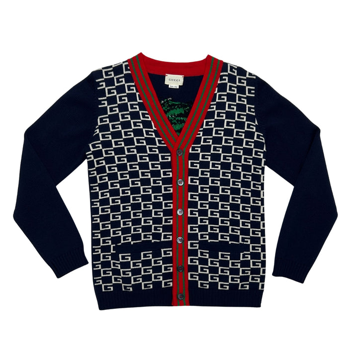 GUCCI GG MONOGRAM KNIT CARDIGAN – NAVY – 10 YEARS