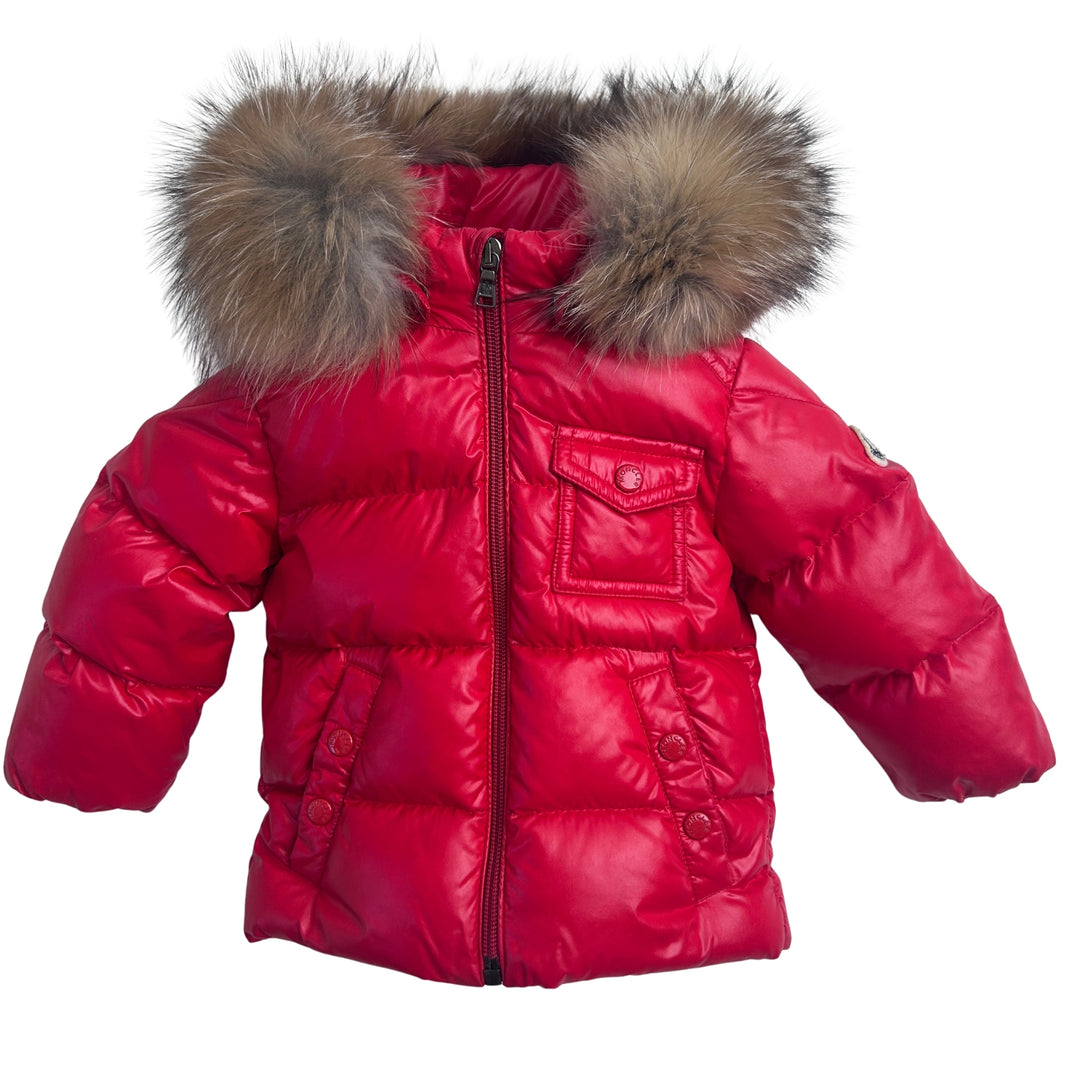MONCLER K2 DOWN JACKET WITH FUR TRIM – RED – 9-12 MONTHS