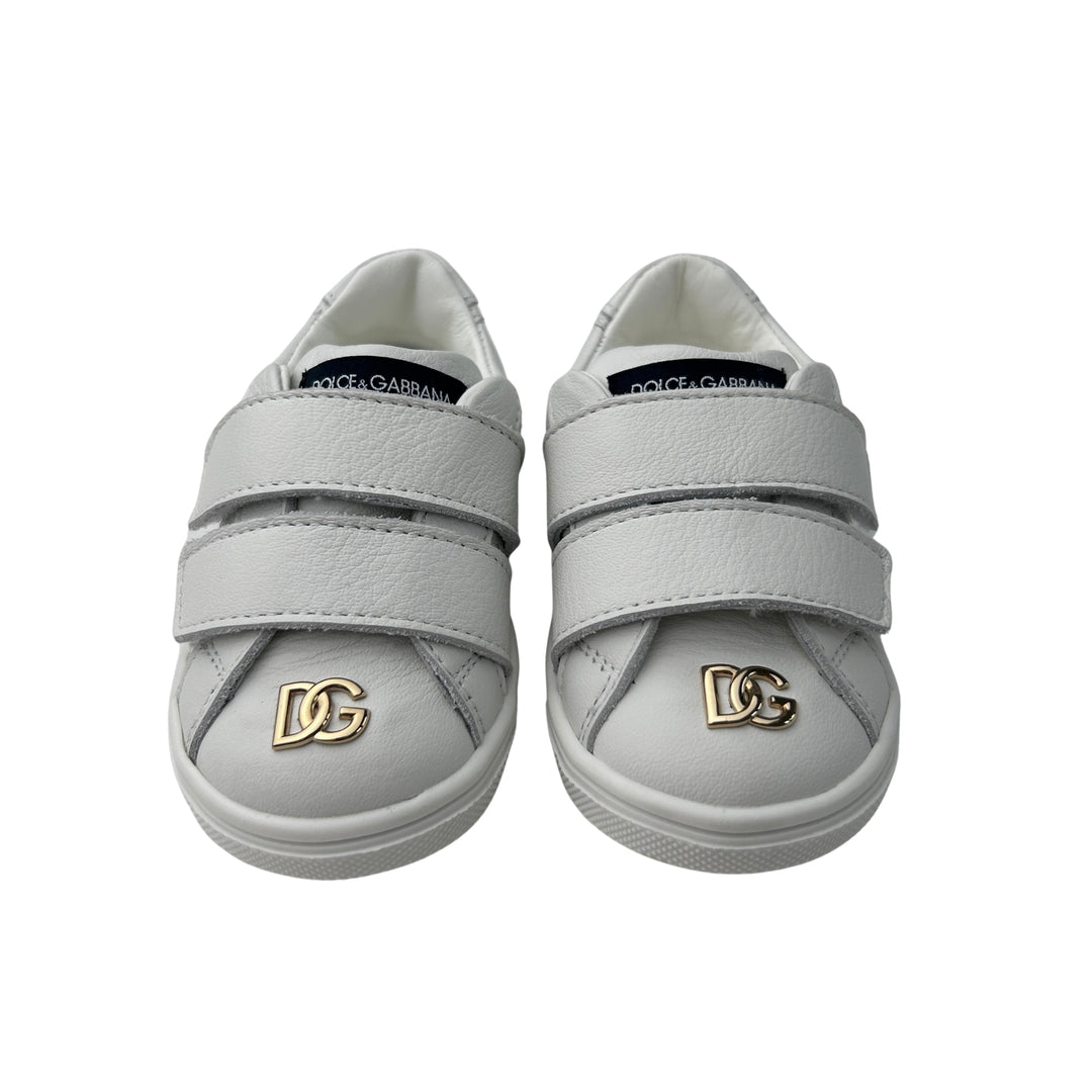 DOLCE &amp; GABBANA DG LOGO STRAP TRAINERS – WHITE – SIZE 21