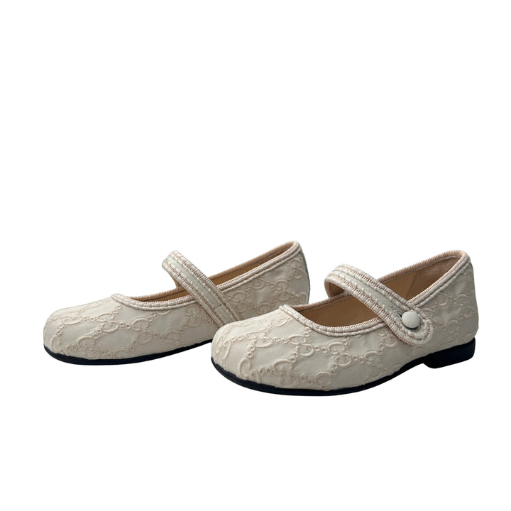 GUCCI GG MONOGRAM MARY JANE SHOES – CREAM – SIZE 25