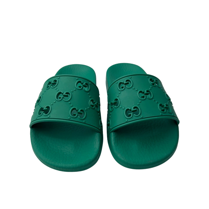GUCCI GG RUBBER SLIDES – GREEN – SIZE 31