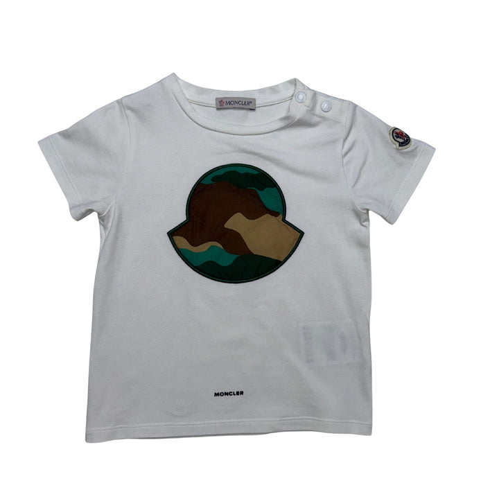 MONCLER LOGO PATCH T-SHIRT – WHITE – 18-24 MONTHS