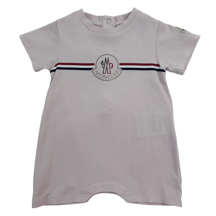 MONCLER LOGO STRIPE ROMPER – PINK – 3–6 MONTHS