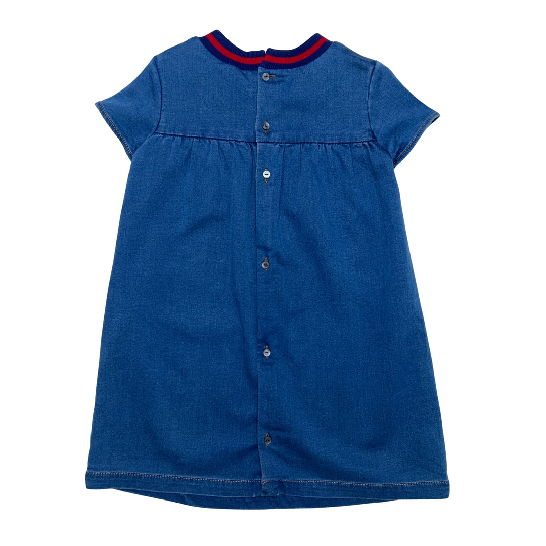 GUCCI LOGO DENIM DRESS – BLUE – 36 MONTHS