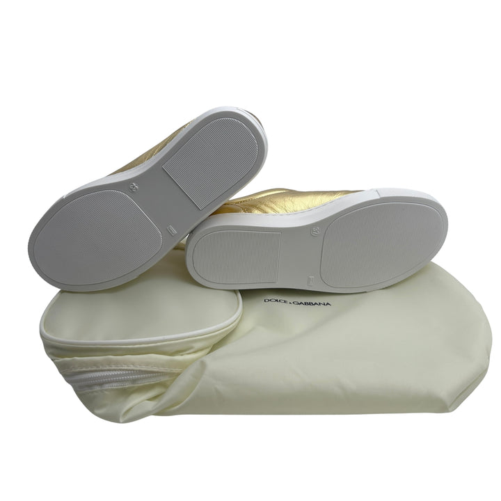 DOLCE &amp; GABBANA LOGO PLAQUE TRAINERS – GOLD – SIZE 32