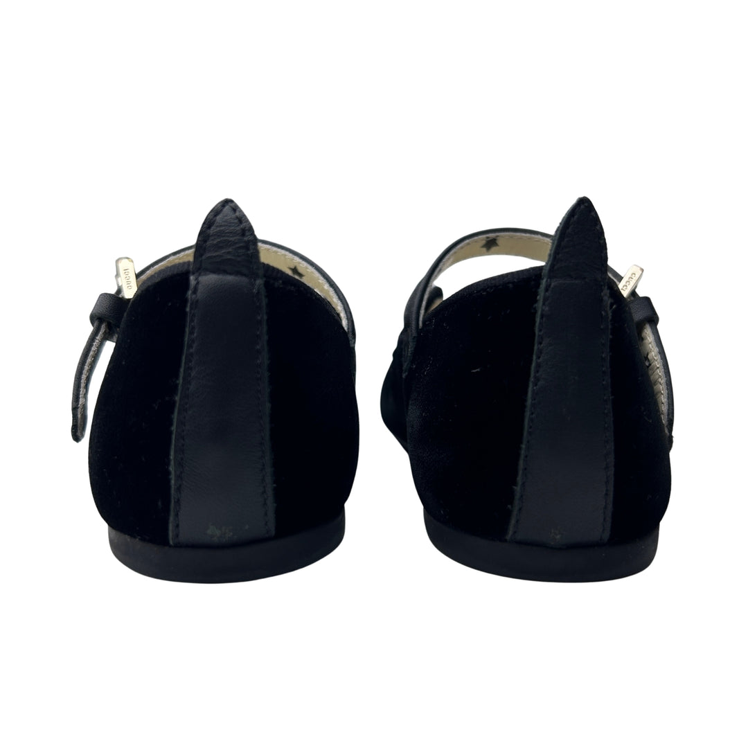 GUCCI EYE EMBROIDERED MARY JANE SHOES – BLACK – SIZE 21