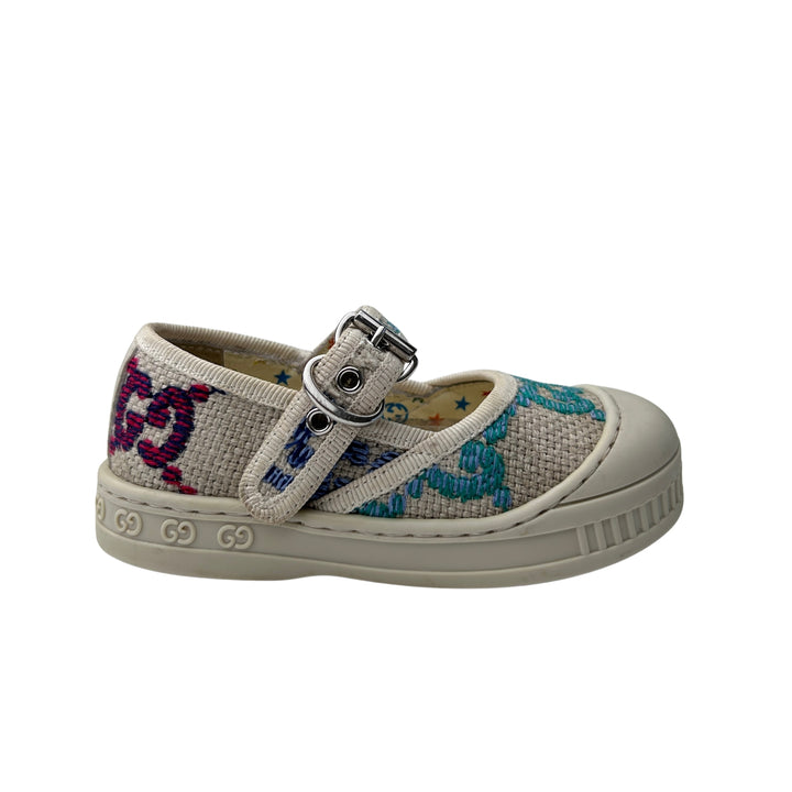GUCCI GG CANVAS MARY JANE SHOES – BEIGE/MULTI – SIZE 20