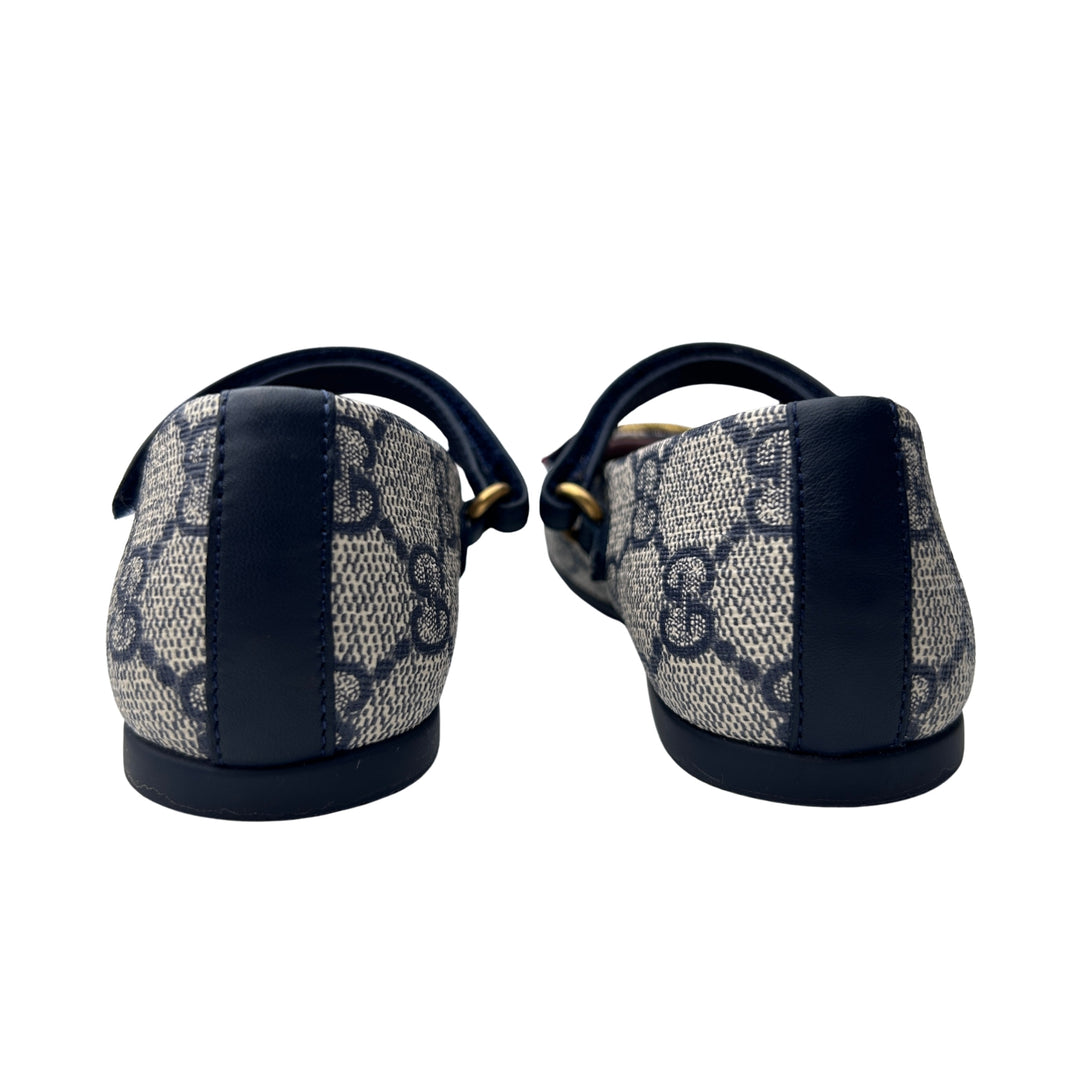 GUCCI GG MARY JANE FLATS – BEIGE/NAVY – SIZE 23