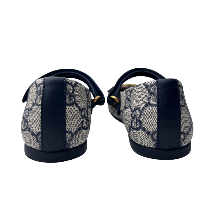 GUCCI GG MARY JANE FLATS – BEIGE/NAVY – SIZE 23