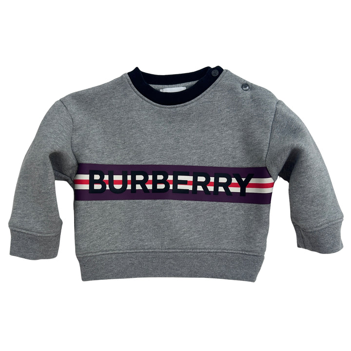 BURBERRY LOGO STRIPE SWEATSHIRT – GREY – 12 MONTHS