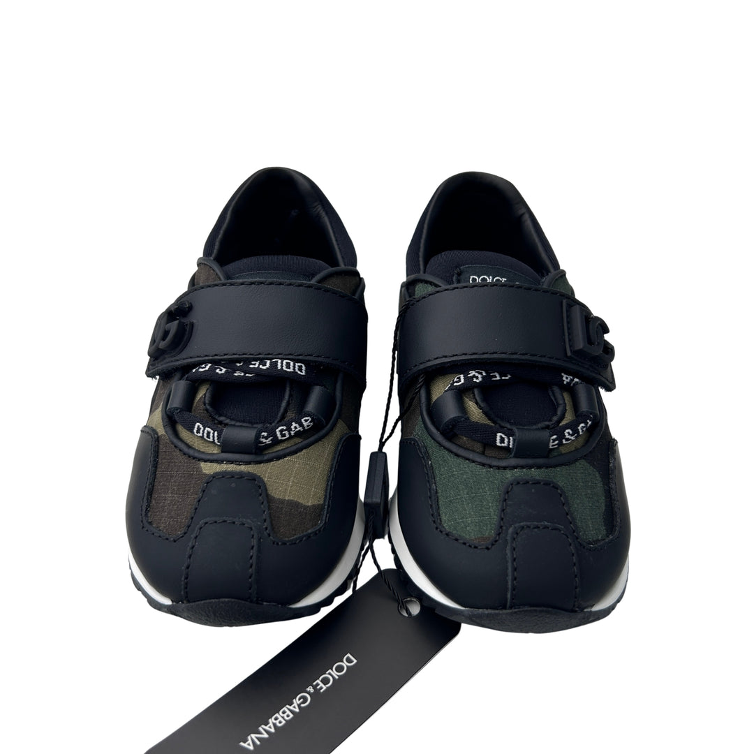 DOLCE &amp; GABBANA CAMOUFLAGE LOGO TRAINERS – NERO MILITARE – SIZE 22