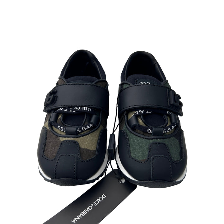 DOLCE &amp; GABBANA CAMOUFLAGE LOGO TRAINERS – NERO MILITARE – SIZE 22