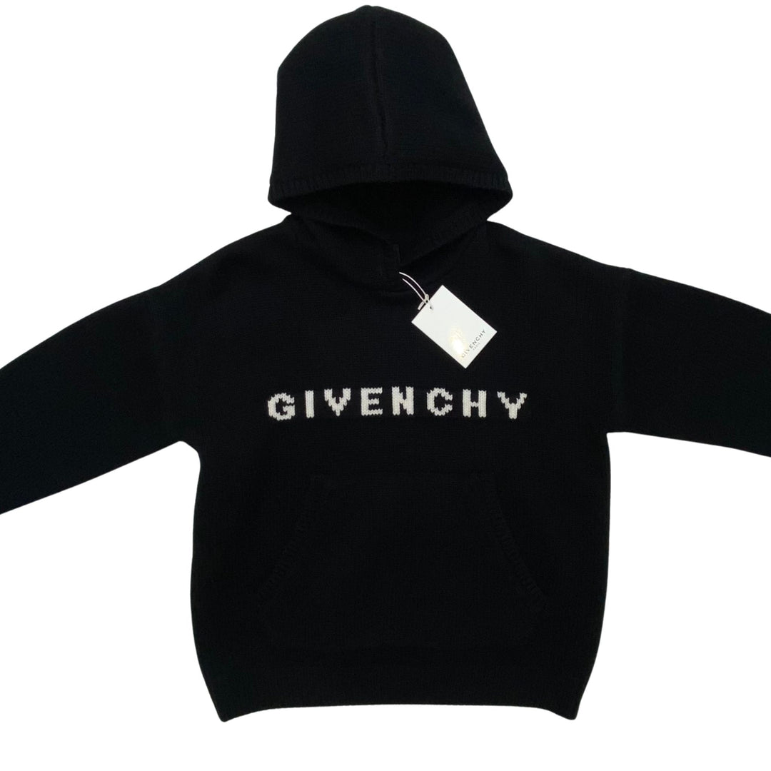 GIVENCHY LOGO KNIT HOODIE – BLACK – 10 YEARS