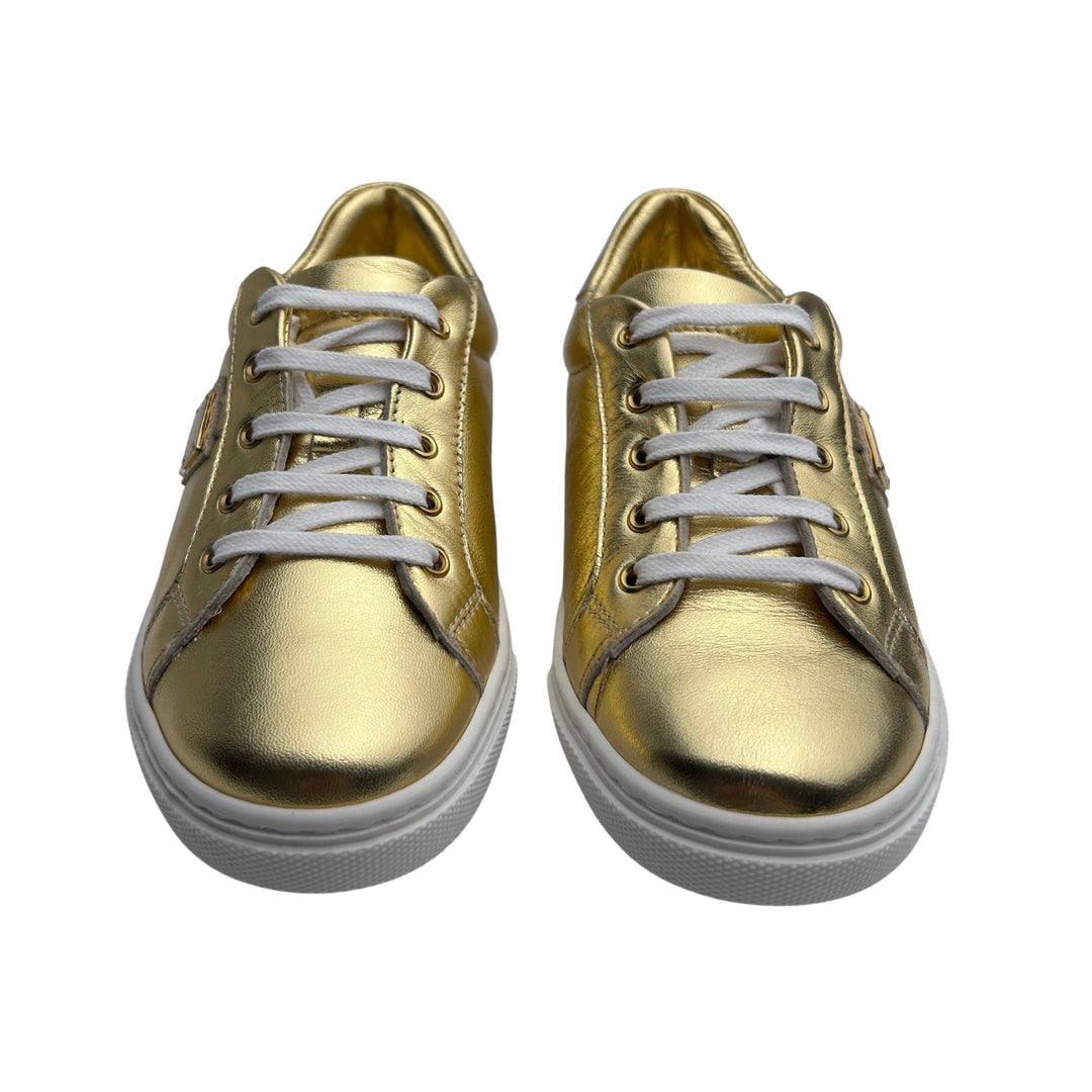 DOLCE &amp; GABBANA LOGO PLAQUE TRAINERS – GOLD – SIZE 32