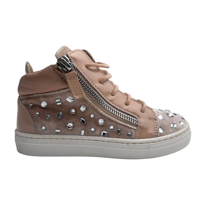 GIUSEPPE ZANOTTI EMBELLISHED HIGH-TOP TRAINERS – BLUSH PINK – SIZE 26